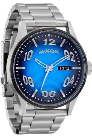 Nixon The Sentry Fisheye Bracelet Watch, 42mm in Fisheye /Silver /Polar Blue at Nordstrom