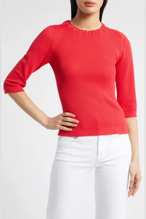 Wit & Wisdom Elbow Sleeve Rib Sweater in at Nordstrom, Size X-Small