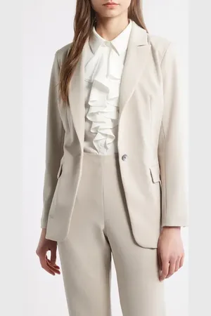 Ming Wang X Tanya Foster Deco Crepe One-Button Blazer in at Nordstrom, Size X-Small