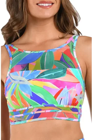 La Blanca Tropi-Flage High Neck Bikini Top in at Nordstrom, Size 16