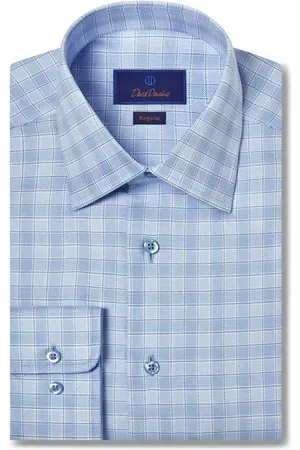 David Donahue Regular Fit Exploded Twill Check Dress Shirt in at Nordstrom, Size 18 - 34