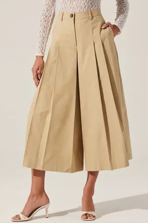 ASTR Rowen Pleated Cotton Culottes in at Nordstrom, Size X-Small