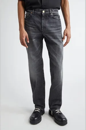 VERSACE Stonewashed Straight Leg Jeans in at Nordstrom, Size 34