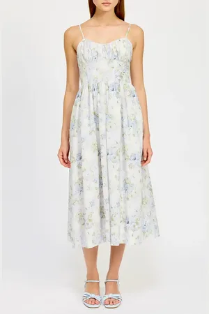 En Saison Scarlet Floral Cotton Midi Dress in at Nordstrom, Size X-Small