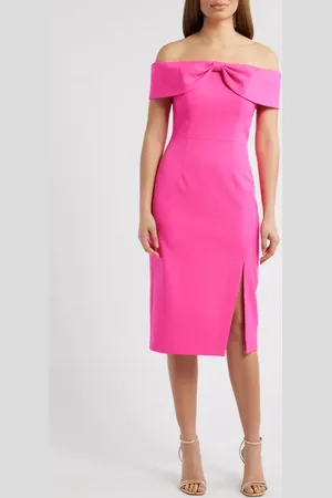 Eliza J Bow Off the Shoulder Midi Dress in at Nordstrom, Size 14