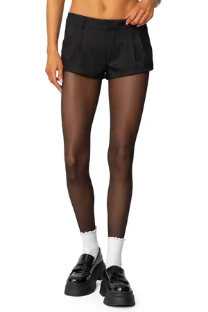 Edikted Kera Front Pleat Micro Shorts in at Nordstrom, Size Small