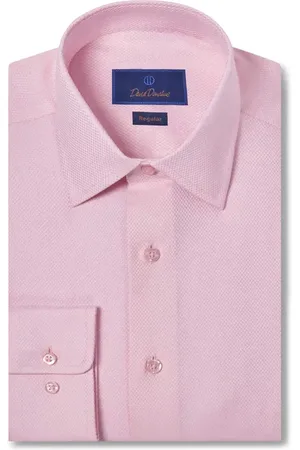 David Donahue Regular Fit Diamond Dobby Dress Shirt in at Nordstrom, Size 17 - 34