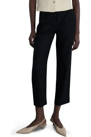 MANGO Linen Straight Leg Crop Pants in at Nordstrom, Size Large
