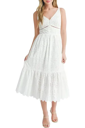 ALL IN FAVOR Eyelet Embroidery Midi Dress in at Nordstrom, Size X-Small