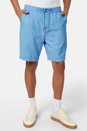 Scotch&Soda Flat Front Slub Cotton & Linen Twill Drawstring Bermuda Shorts in at Nordstrom, Size 38