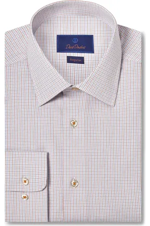 David Donahue Regular Fit Dobby Micro Check Dress Shirt in at Nordstrom, Size 15.5 - 32