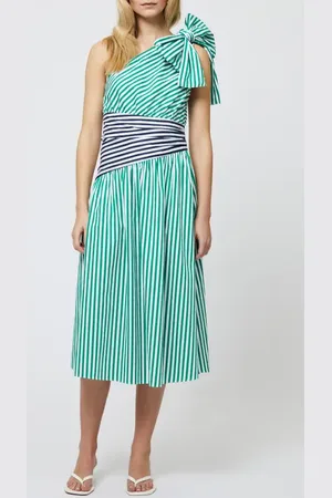 French Connection Alexis Mixed Stripe One-Shoulder Cotton Dress in at Nordstrom, Size 4