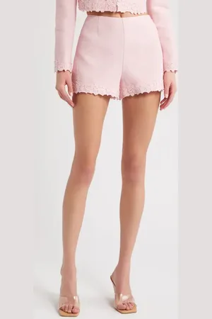 LOVESHACKFANCY Coralyn Lace Trim Tweed Shorts in at Nordstrom, Size 10