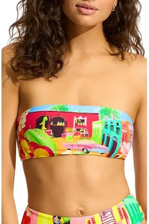 Seafolly Print Bandeau Bikini Top in at Nordstrom, Size 14 Us