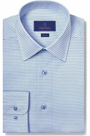David Donahue Slim Fit Twill Micro Geometric Print Dress Shirt in at Nordstrom, Size 14.5 - 32