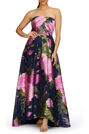 Kay Unger Holly Floral Print Strapless Gown in at Nordstrom, Size 18