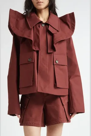 J.W.Anderson Oversize Collar Cotton Gabardine Trench Jacket in at Nordstrom, Size Small