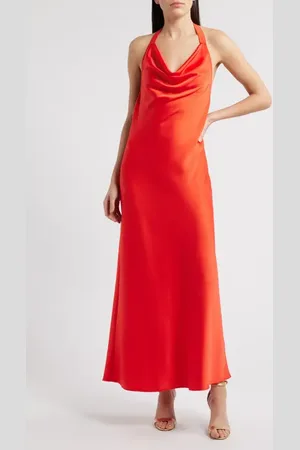 WAYF Irene Halter Neck Satin Slipdress in at Nordstrom, Size X-Small