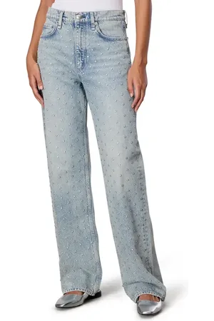 RAG&BONE Shea Studded High Waist Straight Jeans in at Nordstrom, Size 33