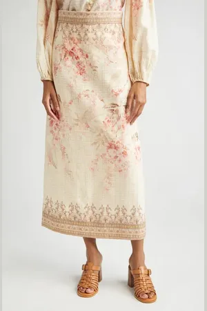 ZIMMERMANN Tropical Floral Linen Pencil Skirt in at Nordstrom, Size 3