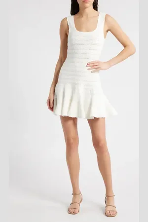 LOVESHACKFANCY Maryanne Pointelle Minidress in at Nordstrom, Size Xx-Small