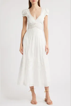 LOVESHACKFANCY Suvi Lace Trim Cocktail Dress in at Nordstrom, Size Medium