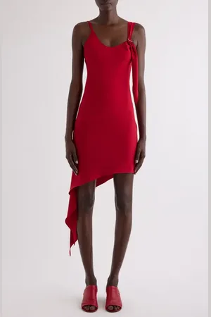 Courrèges Knot Crepe Asymmetric Minidress in at Nordstrom, Size 10 Us