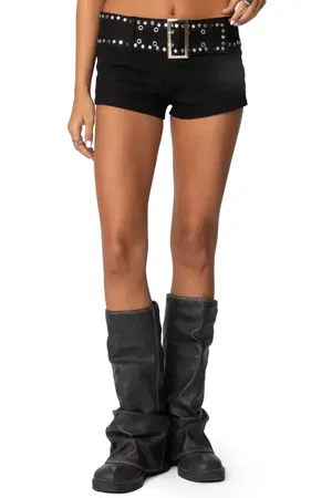 Edikted Belted Stretch Cotton Micro Shorts in at Nordstrom, Size Medium