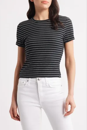 RAG&BONE Luca Stripe Rib Baby T-Shirt in at Nordstrom, Size Xx-Small