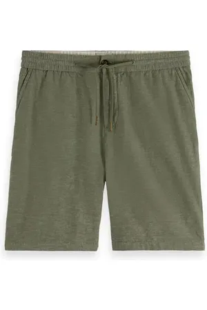 Scotch&Soda Flat Front Slub Cotton & Linen Twill Drawstring Bermuda Shorts in at Nordstrom, Size 31