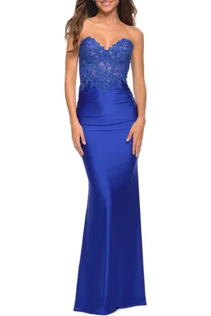 La Femme Stunning Strapless Jeweled Lace and Jersey Dress in at Nordstrom, Size 6