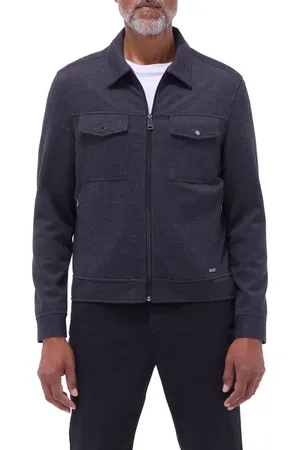 Bugatchi Soft Touch Zip Knit Shirt Jacket in at Nordstrom, Size Medium