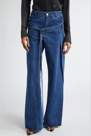 MONSE Deconstructed Wide Leg Wrap Jeans in at Nordstrom, Size 2
