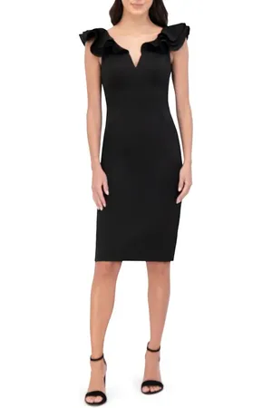 Eliza J Ruffle Shoulder Sleeveless Cocktail Dress in at Nordstrom, Size 6