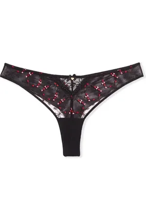 Etam Conquete Rouge Embroidered Tulle Tanga in at Nordstrom, Size Large
