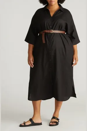 UNIVERSAL STANDARD Plaza Linen Blend Shirtdress in at Nordstrom