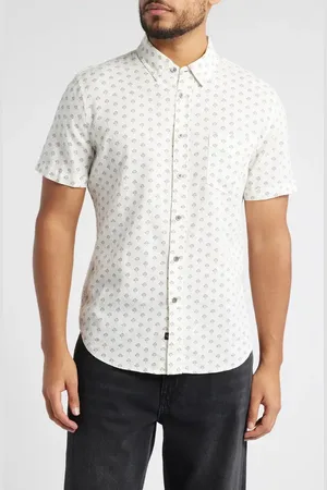 Rails Carson Linen Blend Short Sleeve Button-Up Shirt in at Nordstrom
