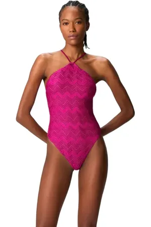 Missoni Zig Zag Lam?? Viscose One-piece Swimsuit With Halter Neck in at Nordstrom, Size 40 It