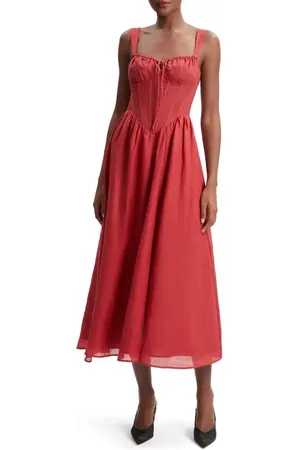 Bardot Esra Corset Midi Dress in at Nordstrom, Size 4