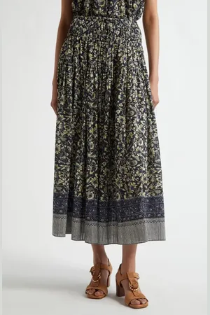 ULLA JOHNSON Avia Drawstring Waist Cotton Blend Maxi Skirt in at Nordstrom, Size 16
