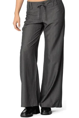 Edikted Mayla Pinstripe Drawstring Wide Leg Pants in at Nordstrom, Size Small