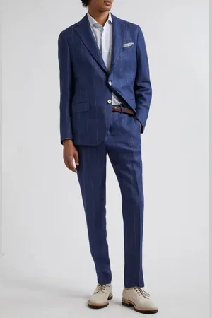 ELEVENTY Pinstripe Linen Blend Suit in at Nordstrom, Size 38 Us