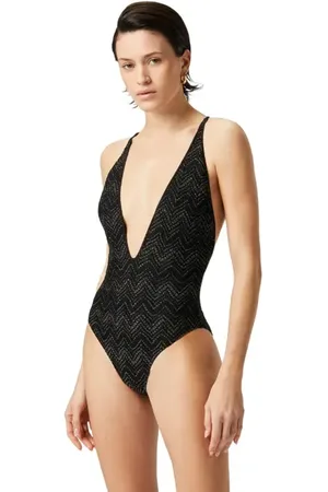 Missoni V-neck Zig Zag Lam?? Viscose One-piece Swimsuit in at Nordstrom, Size 40 It
