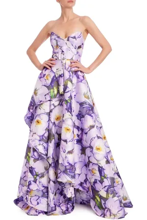 Badgley Mischka Floral Belted Strapless Ballgown in at Nordstrom, Size 12