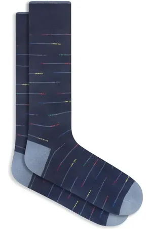 Bugatchi Broken Stripe Mercerized Cotton Blend Dress Socks in at Nordstrom