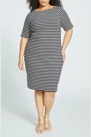 UNIVERSAL STANDARD Belle Breton Stripe Cotton Jersey Dress in at Nordstrom, Size Xl