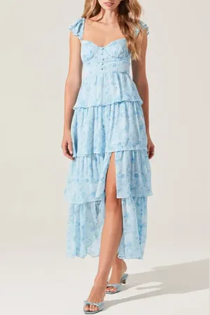 ASTR Midsummer Floral Print Tiered Ruffle Dress in at Nordstrom, Size Medium