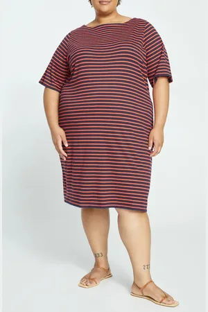 UNIVERSAL STANDARD Belle Breton Stripe Cotton Jersey Dress in at Nordstrom, Size Xl