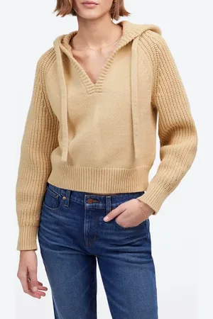 Madewell Open Neck Rib Hoodie in at Nordstrom, Size Xx-Small