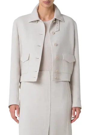 AKRIS Peer Crop Linen Blend Jacket in at Nordstrom, Size 14